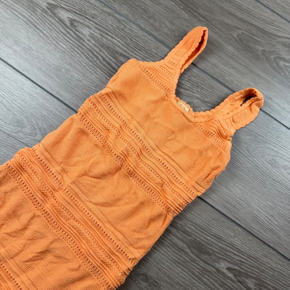 Torn by Ronny Kobo Womens Knit Bodycon Dress Pointelle Textured Orange M